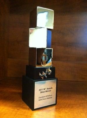 Our website won an award! Check out our shiny trophy. http://aordirect.com/news.html