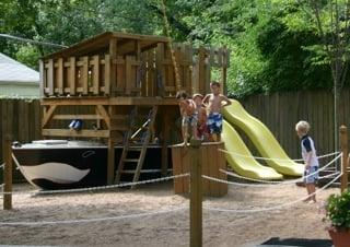 Three favorite things at camp. The rope swing, the slides and the boat fort.