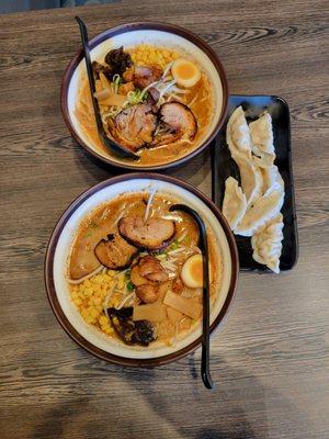 $12.99 / R5 Black Garlic Ramen, very good! Recommend add extra roasted pork. $7 / A14 Potstickers, req steamed vs fried (10/14/22)