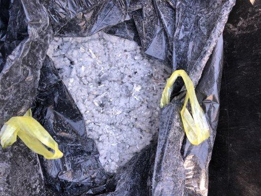 A whole bagful of junk from my dryer vent. WOW!!! He has the professional tools to do the job right the first time, and efficiently.