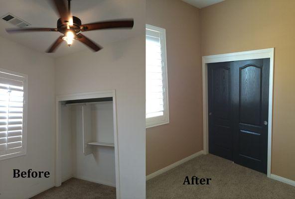 THE BEFORE AN AFTER PHOTO'S OF A CUSTOMER'S HOME AFTER HIRING RIVER'S LAWNCARE 7 HOME REPAIR'S TO COME IN AND PAINT AN INSTALL A CLOSET DOOR