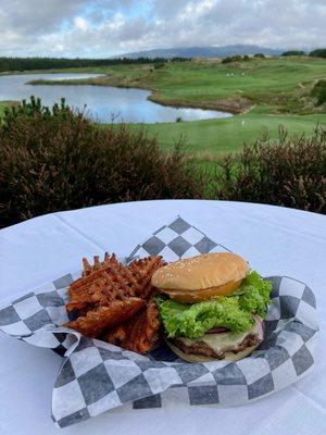 Burger, Sweet Potato Fries and a View!