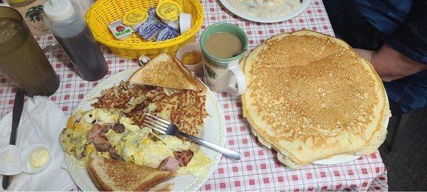 Omelette with a small pancake.