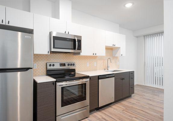 Apartment kitchen at the Loop Apartments