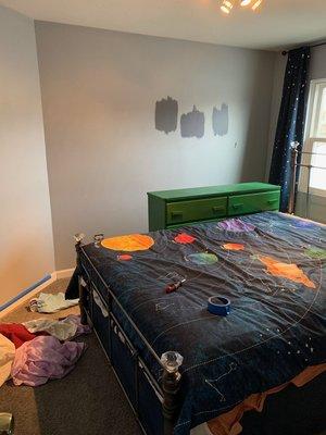 Testing colors in a space-themed kid's room