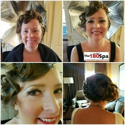 Wedding Day Bridal Airbrush Makeup and Hair Styling with a Great Gatsby theme