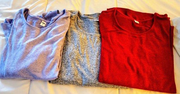 $24 dollars worth of sweaters.