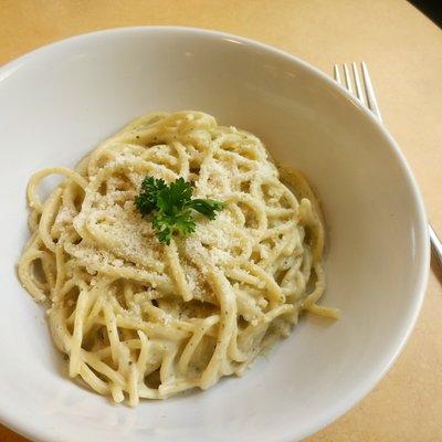 Alfredo pasta from the World Flavors station