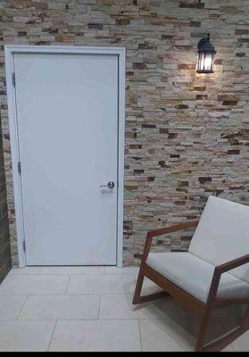 custom tile wall on patio