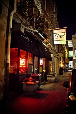 Entrance at night