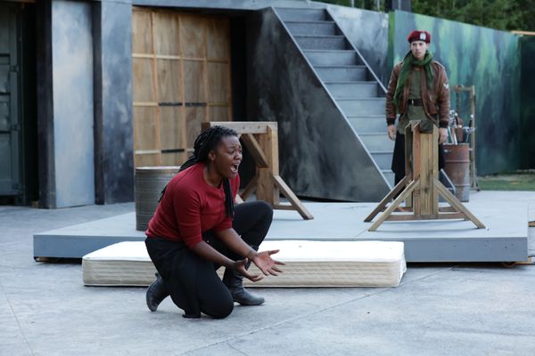 Renea S. Brown (she/her) as Cassio and Kevin Kantor (they/them) as Iago in Othello (2018)