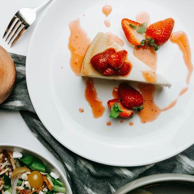 Cheesecake  w/ Strawberry Compote