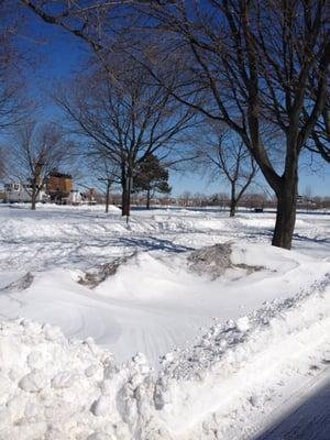 Outside in the snow