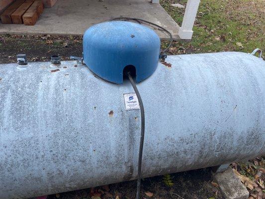 Rusted tank with leak