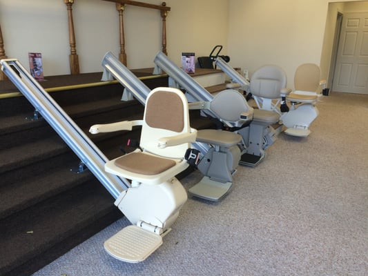 Our Four Stair Lifts In Our Showroom