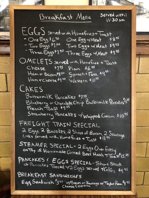 Breakfast menu April 2023