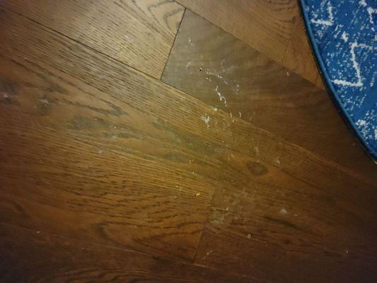 dirt left on hard wood floor afyer Merry Maids "deep clean"