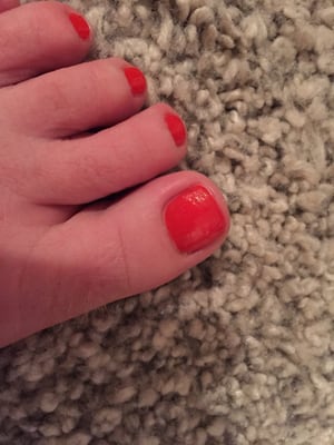 Weird texture on my toe so I'm going to do a top coat of my own.