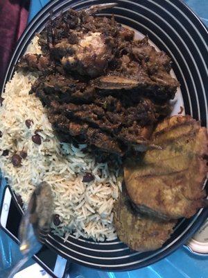 Haitian Lugune rice and plantain