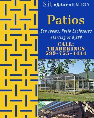 Patios, sunroof, patio enclosures tradekings559@gmail.com