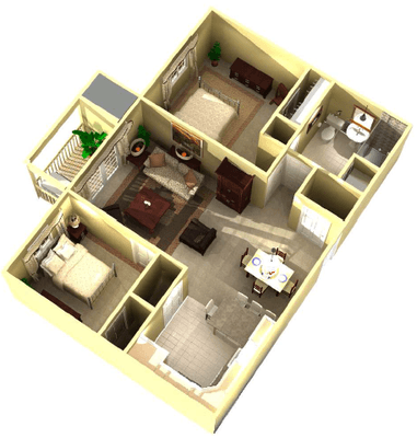 Two Bedroom Floor Plan: 800 square feet