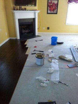 Process installing bamboo flooring.