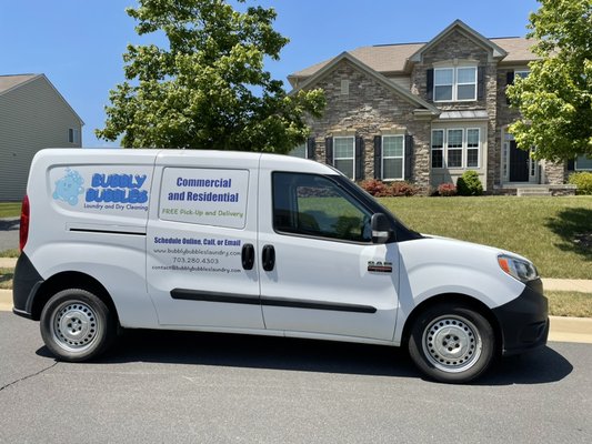 Bubbly Bubbles delivering to a residential customer. Please say hello if you see us in your neighborhood!