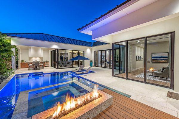 Pool, spa and fire pit