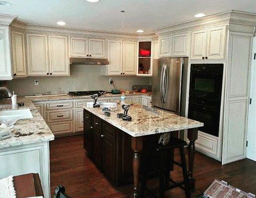 Finished kitchen with custom island - Yorba Linda, CA