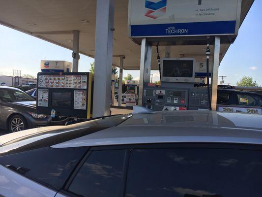 Fill your tank and order a cheeseburger at the same time. Sonic drive-in attached to chevron.