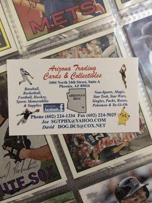 Contact info.  Now known as Arizona Trading Cards