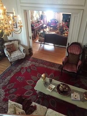 View from Stairway looking down into living room