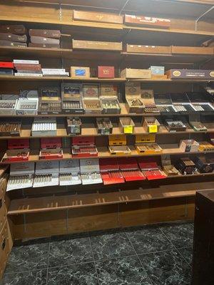 Humidor with a great variety of cigars.