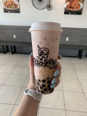 Strawberry boba drink