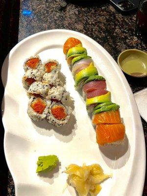 Spicy tuna roll and rainbow roll