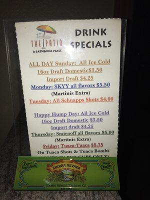 Drink specials...