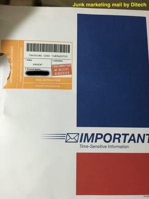 Junk marketing mail pretending to be urgent important