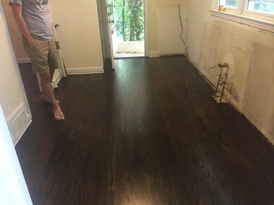 This Kitchen section of the house got new wood, as you can see the color matches perfect.