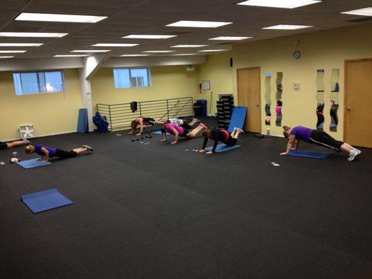 25+ Group Classes in our 1500 sqft Aerobics Room: Zumba, Step Aerobics, Strength & Toning, Kickbox Cardio, Tabata, Yoga, Pound, PiYo, others