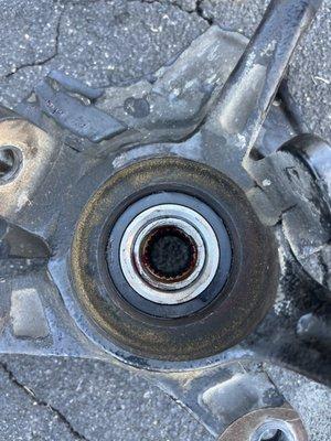 Roaring noise heard while
Driving coming from a defective wheel bearing.