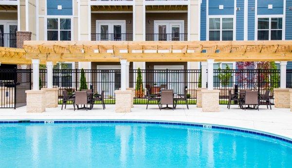 Relax pool-side at our upgraded lounge area at our Austin Landing apartments