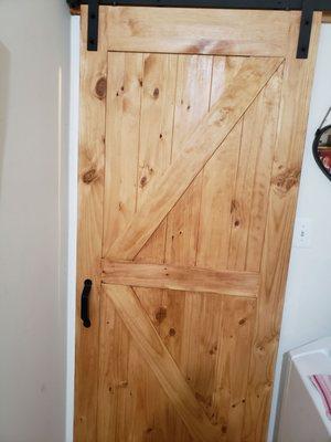 Barn door on shower