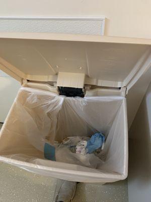 The smell of this trash can in the this hospital room was quite foul.