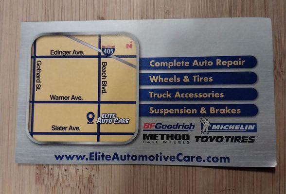 Directions & Services  Jasen Harviston's Elite Auto Care 17151 Beach Blvd.b Huntington Beach California 92647  www.EliteAutomotiveCare.com