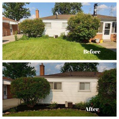 A nice trim up, weeding, and black mulch