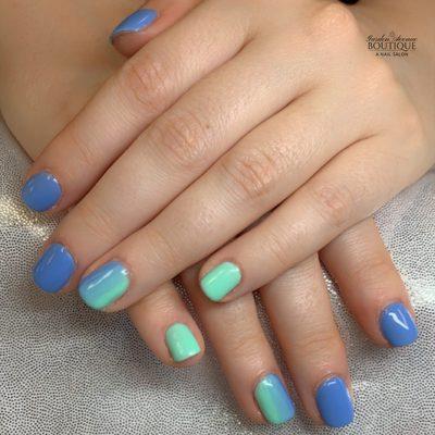 Blue and green Bio Seaweed Gel
polish.