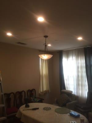 LED conversion with recessed lights!! Oh, and added a chandelier and dimmable switch... ;)