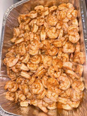 Large pan of Cajun shrimp