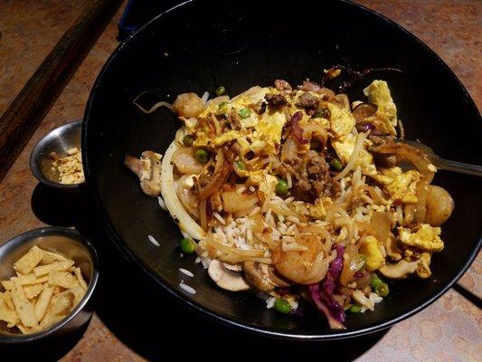 This is my 2nd bowl with steak tips & shrimp