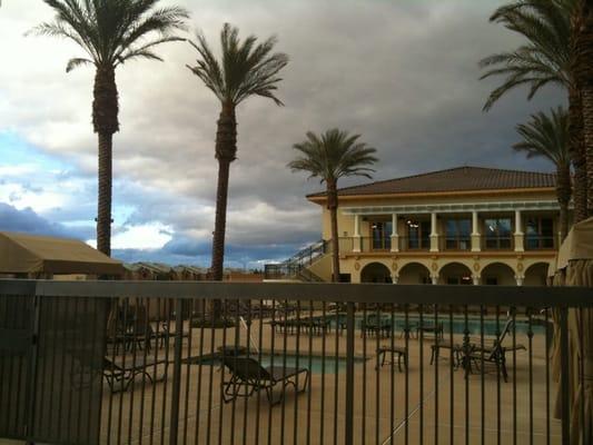 On a gorgeous cloudy day by the pool